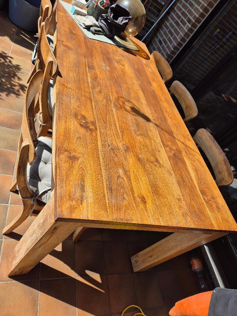 Eettafel met 6 stoelen, Huis en Inrichting, Tafels | Eettafels, Ophalen, Gebruikt, 50 tot 100 cm, Vijf personen of meer