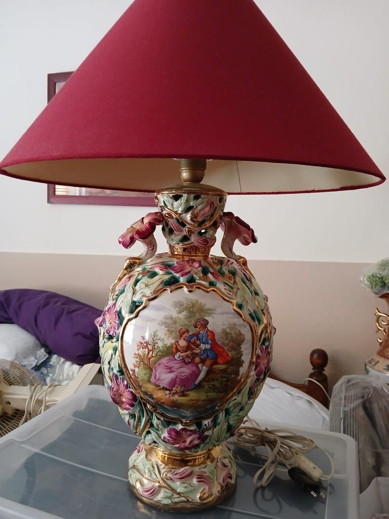 Italiaanse keramiek tafellamp Capodimonte style, Ophalen, Zo goed als nieuw, Overige materialen