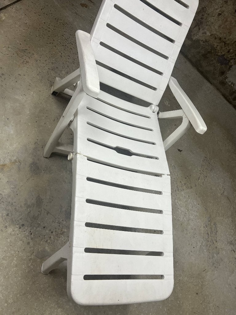 Chaise longue ajustable Kettler, blanche, avec coussin, Jardin & Terrasse, Enlèvement, Utilisé, Synthétique, Pliant