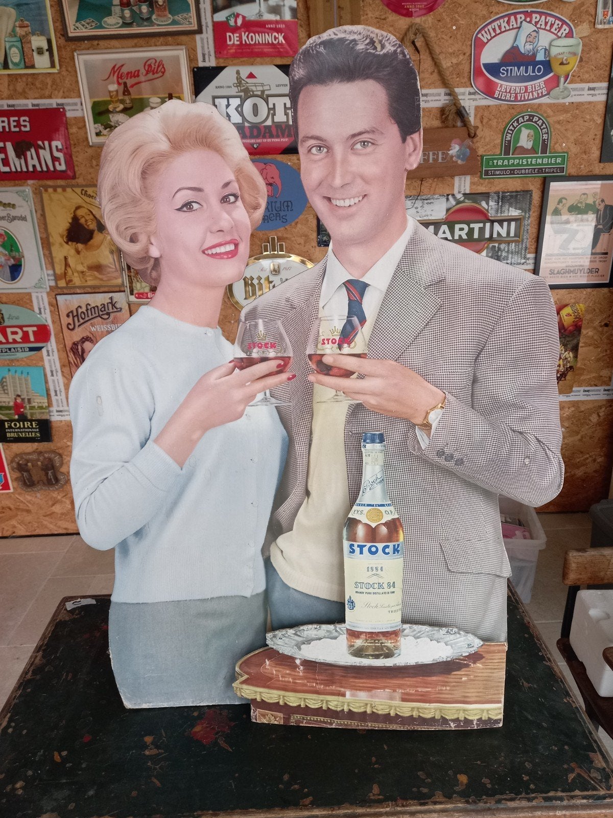 Zeldzame vintage Stock 84 Brandy kartonnen reclame display j, Ophalen