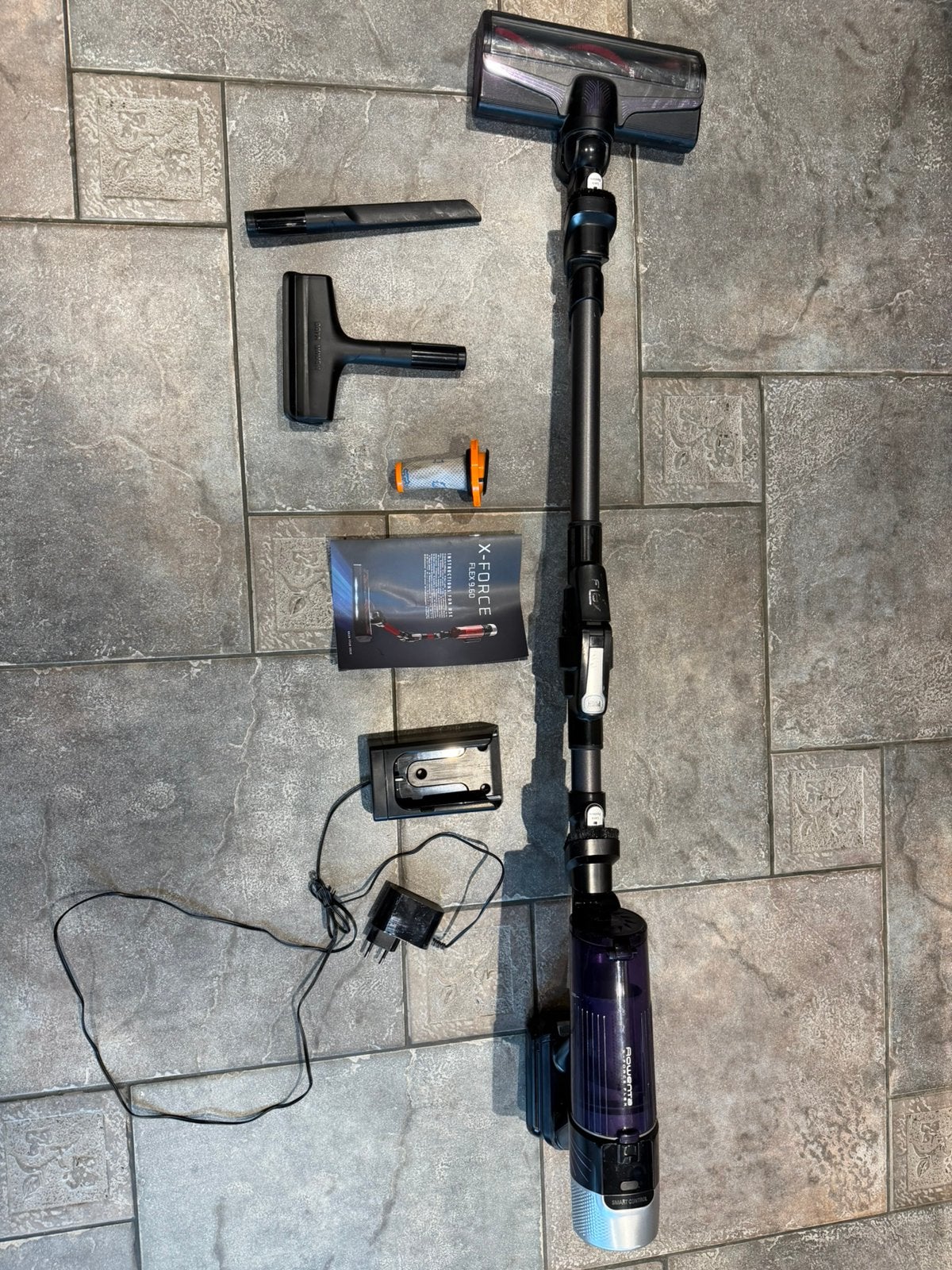 Rowenta 9,60 X-force flex in heel goede staat, Ophalen of Verzenden, Zo goed als nieuw, Steelstofzuiger, Rowenta