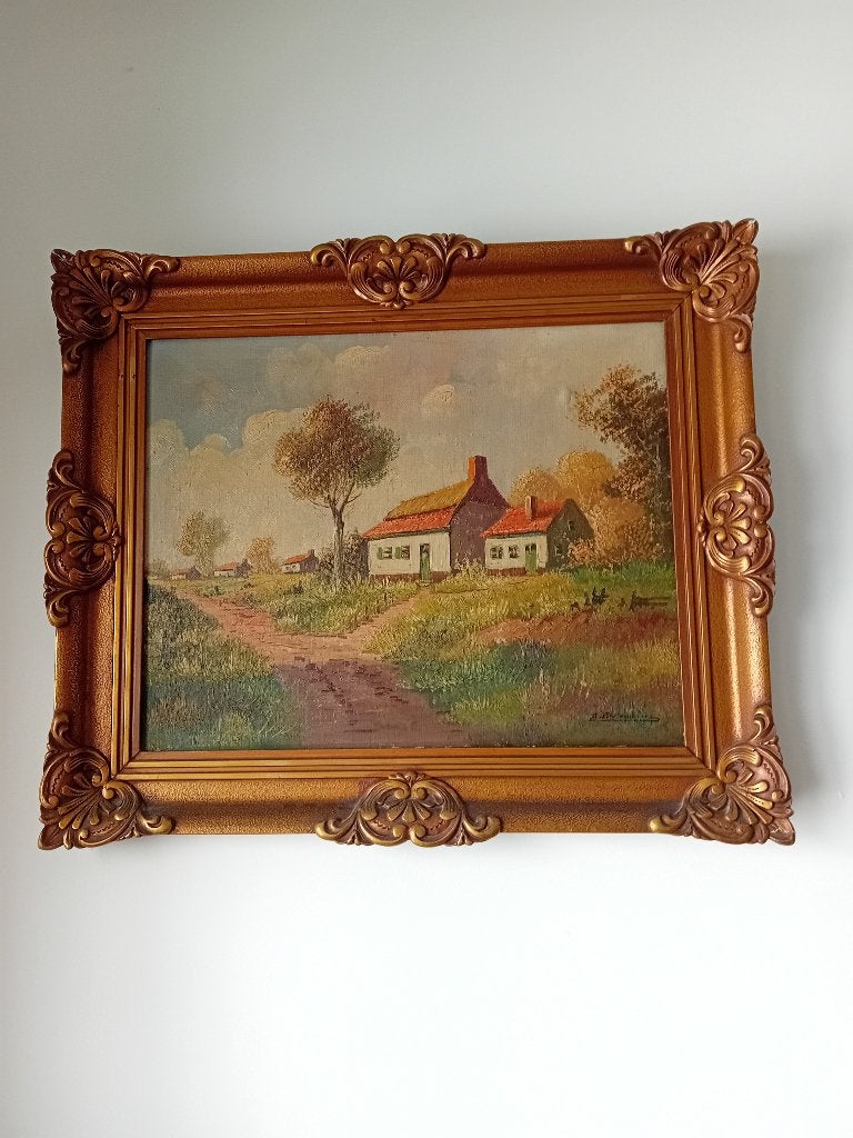 schilderij landschap, Paysage, Enlèvement, Classique, Signé