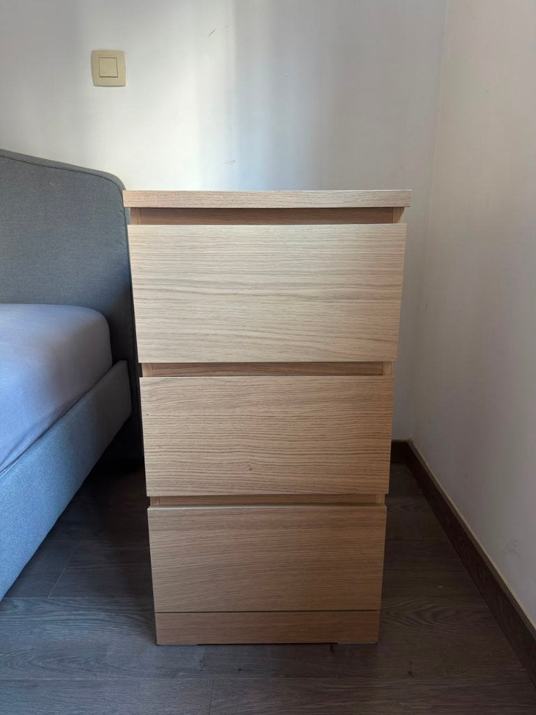 Commode à 3 tiroirs - Motif chêne, 3 ou 4 tiroirs, 25 à 50 cm, Enlèvement ou Envoi, Moins de 100 cm