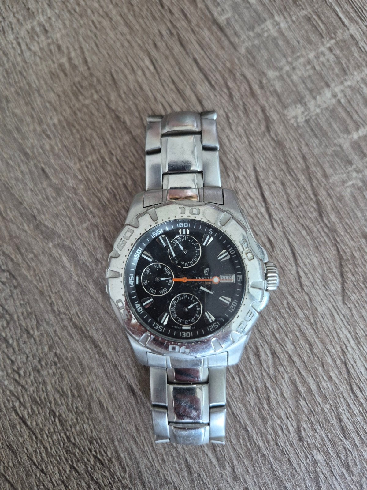 Festina herenhorloge F16242 met extra schakels, Handtassen en Accessoires, Staal, Gebruikt, Staal, Polshorloge