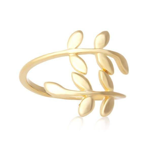 Bague pour femme en argent plaqué or jaune Leaf - OP=OP !, Bijoux, Sacs & Beauté, Neuf, Enlèvement ou Envoi, Or, Femme