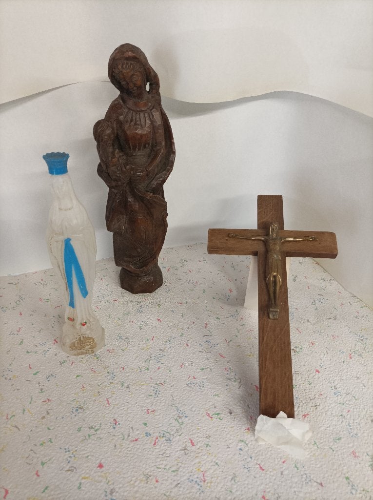 Statuettes en bois. Voir texte et photos., Antiek en Kunst, Antiek | Religieuze voorwerpen, Ophalen