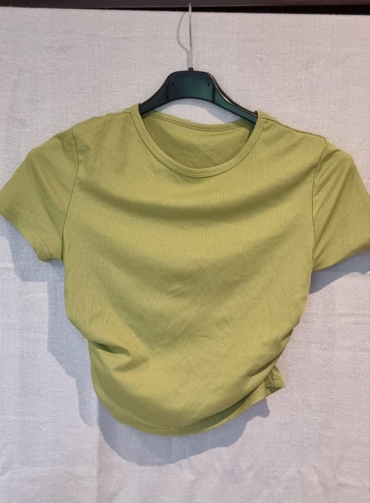 Top côtelé vert olive / pistache, Kleding | Dames, T-shirts, Groen, Korte mouw, Verzenden