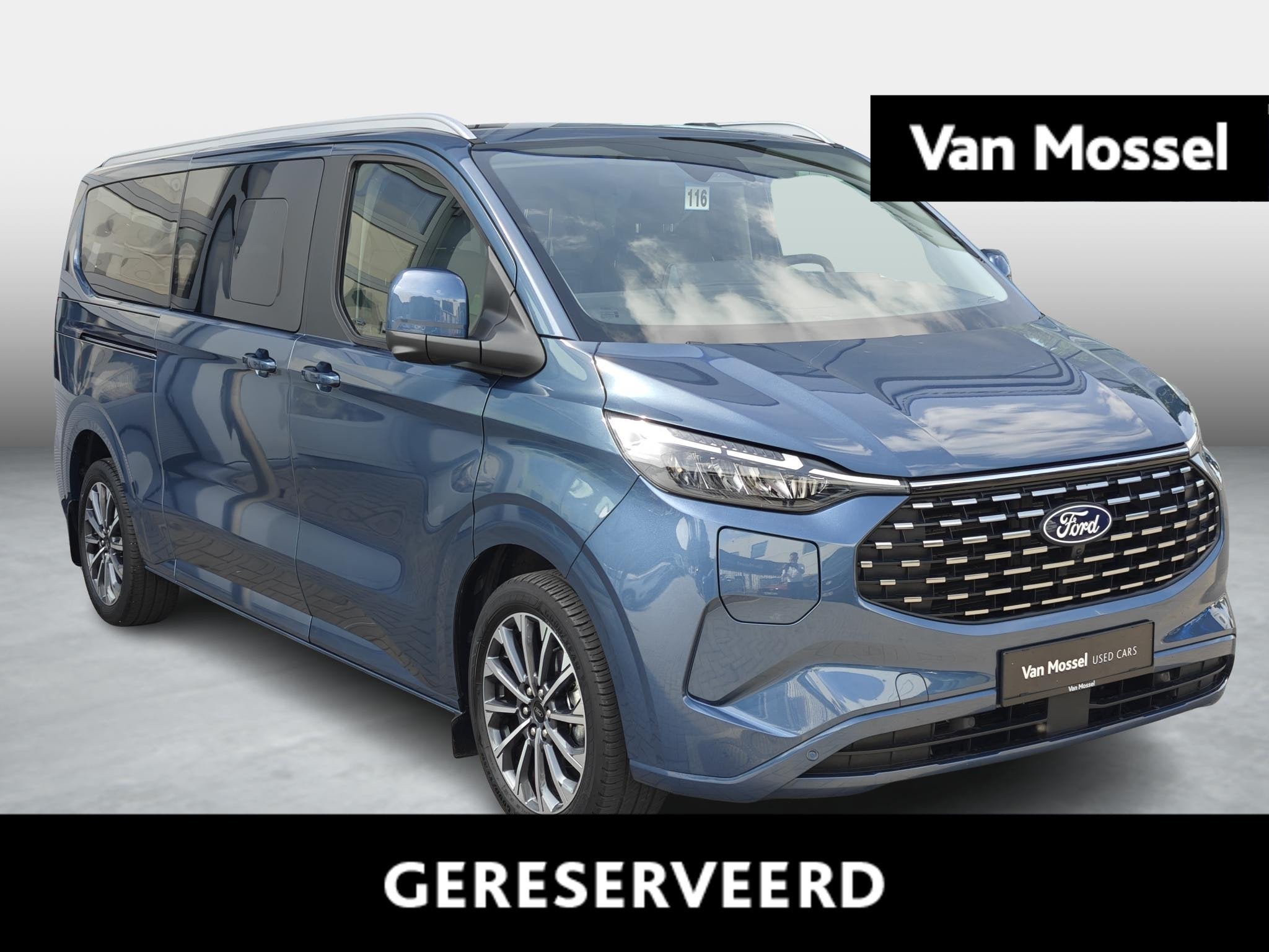 Ford Tourneo Custom PHEV Titanium X|Pano|Trekhaak|AGR seat|F, Auto's, Ford, Gebruikt, Overige modellen, 4 cilinders, Blauw