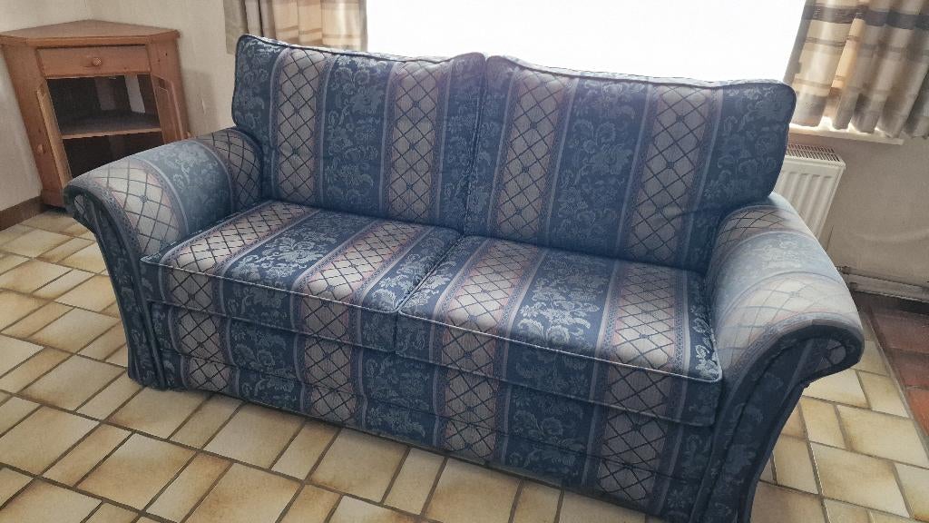 Zetel - retro print - afritsbaar (wasbaar), Ophalen, Tweepersoons, Zo goed als nieuw, Rechte bank