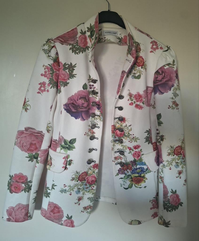 Witte bloemen blazer Voyelles maat M, Taille 38/40 (M), Enlèvement ou Envoi, Comme neuf, Blanc