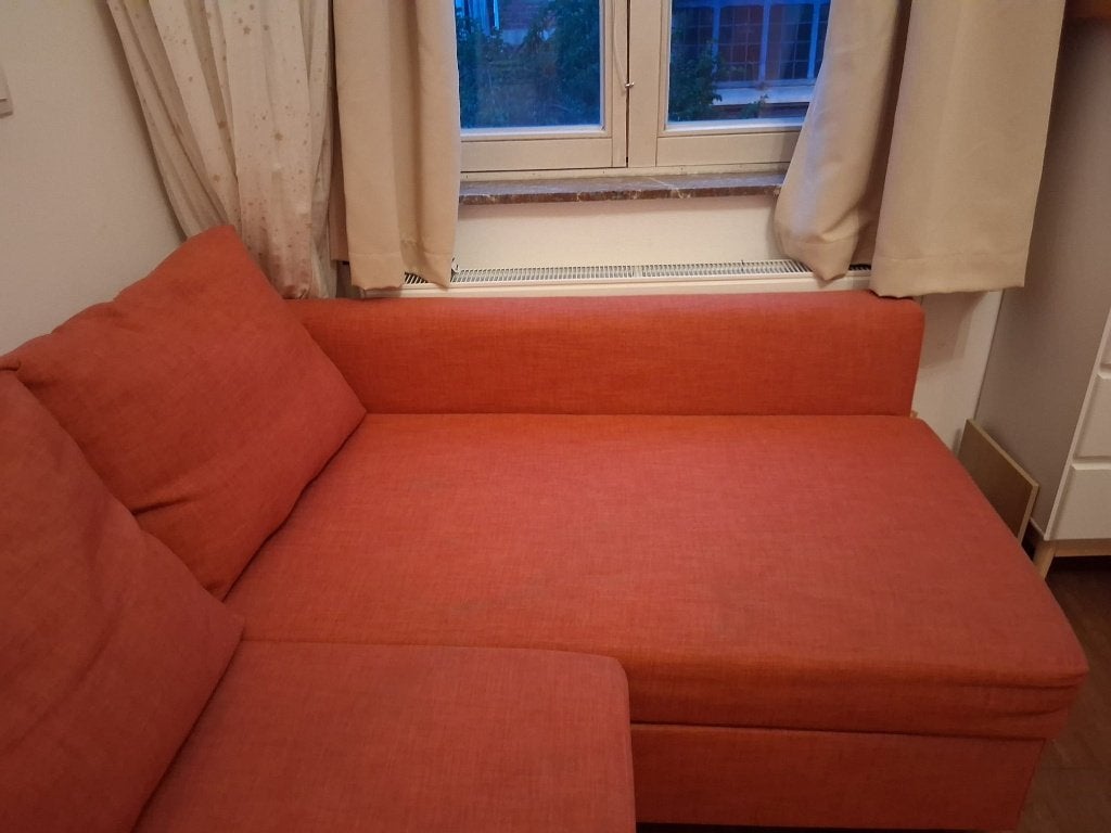 Canapé-lit IKEA FRIHETEN avec rangement – orange, 140 cm, Enlèvement, Utilisé, Deux personnes