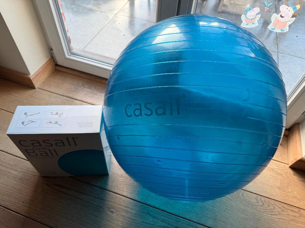 Casall gym ball (70 cm) bleue + accessoires, Sports & Fitness, Équipement de fitness, Utilisé, Médecine balle, Pectoraux, Abdominaux