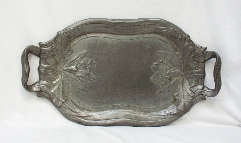 Groot Art Nouveau Dienblad - Irissen., Antiek en Kunst, Ophalen of Verzenden