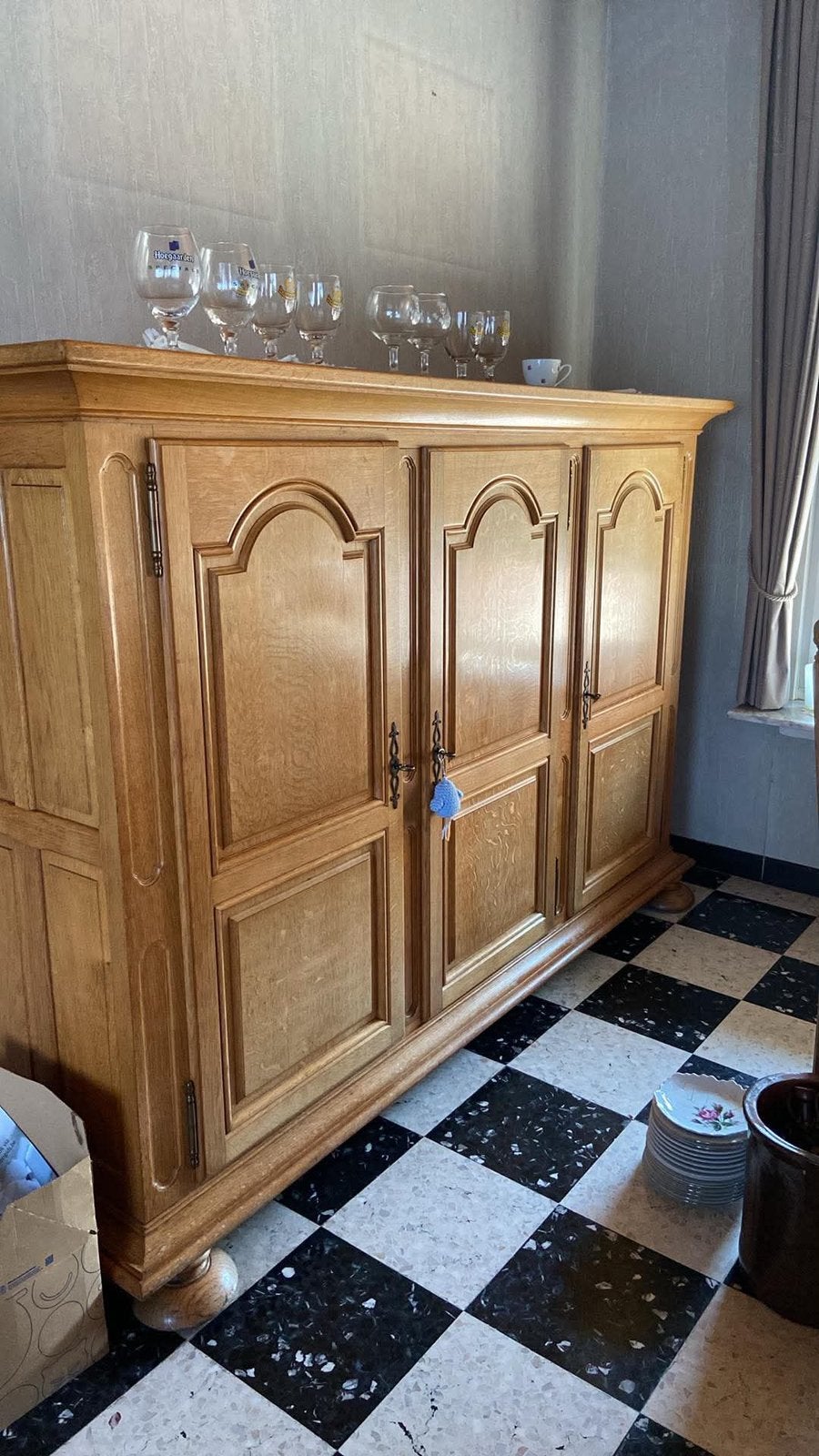 Eetplaats massief met tafel in eik, Ophalen, Gebruikt, 4 tot 6 stoelen