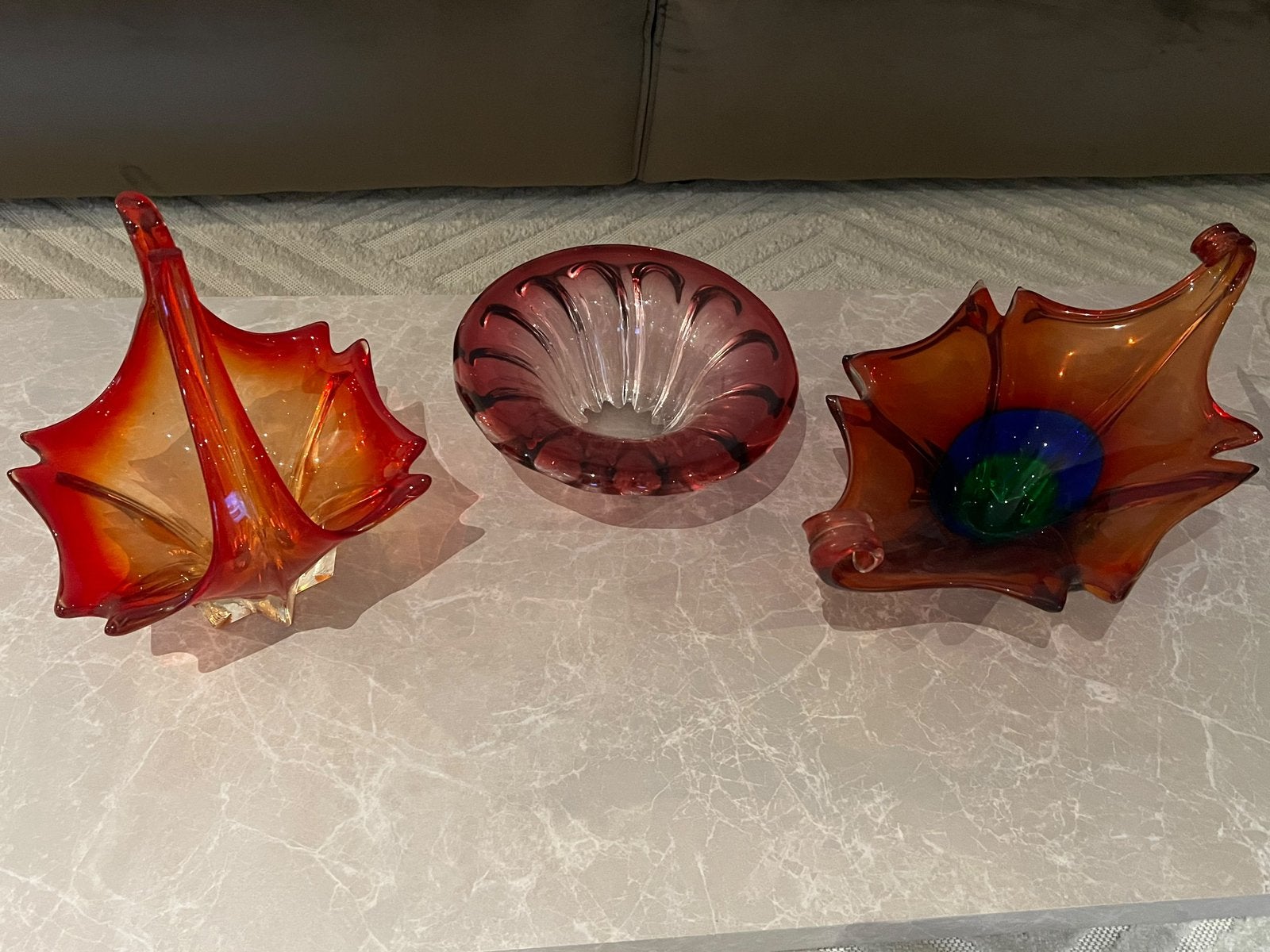 Origineel Murano Italië Set van 3 Vintage Kunstglazen, Ophalen of Verzenden