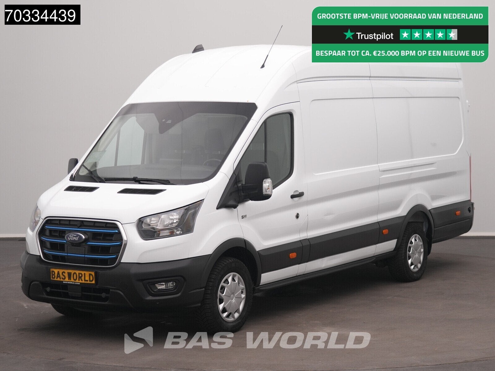 Ford e-Transit 184pk Elektrisch 68kWh 317KM WLTP L4H3 Airco, Auto's, Automaat, Stof, Gebruikt, 135 kW