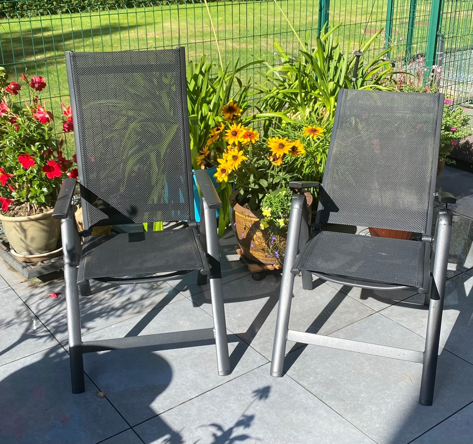 2 JULANDIA terrasstoelen, Ophalen, Zo goed als nieuw, Aluminium