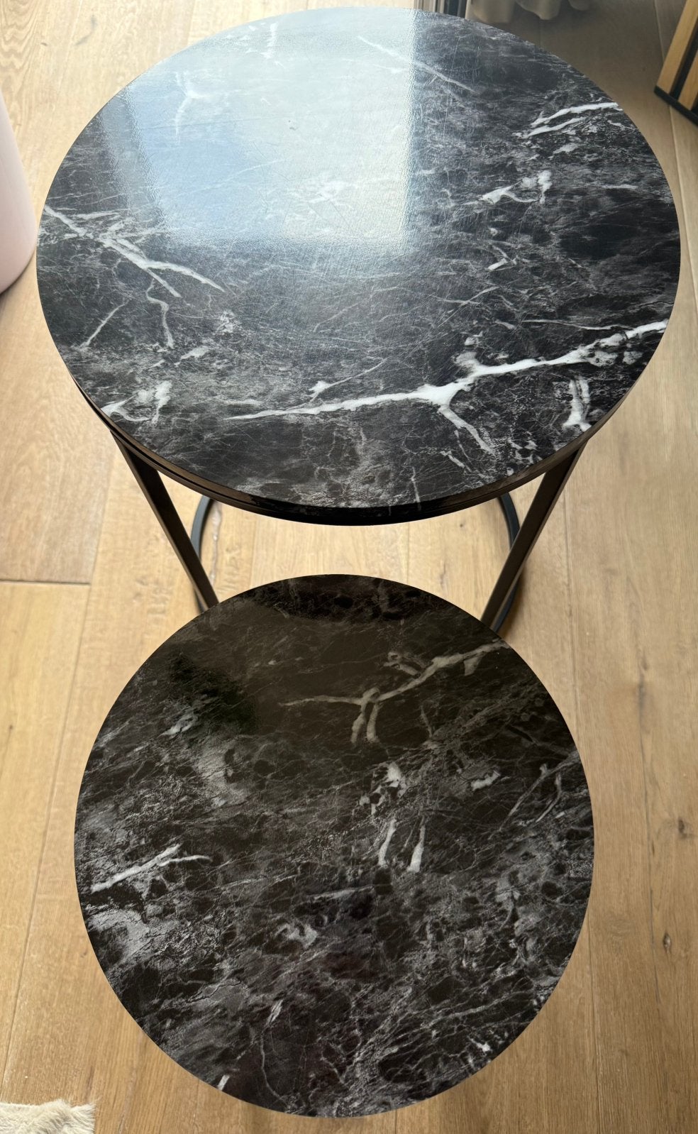 Bijzettafel, Huis en Inrichting, Tafels | Bijzettafels, Ophalen, Gebruikt, Rond, Metaal of Aluminium