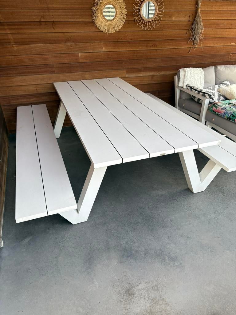 Picknick tuintafel bristol wit Alu, Ophalen, Zo goed als nieuw, Rechthoekig, Aluminium