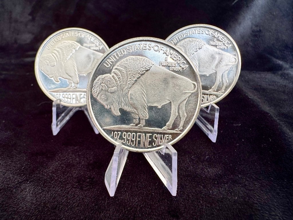 3x1 oz Indian Buffalo’s zilver munten .999 in doos, Enlèvement ou Envoi, Argent