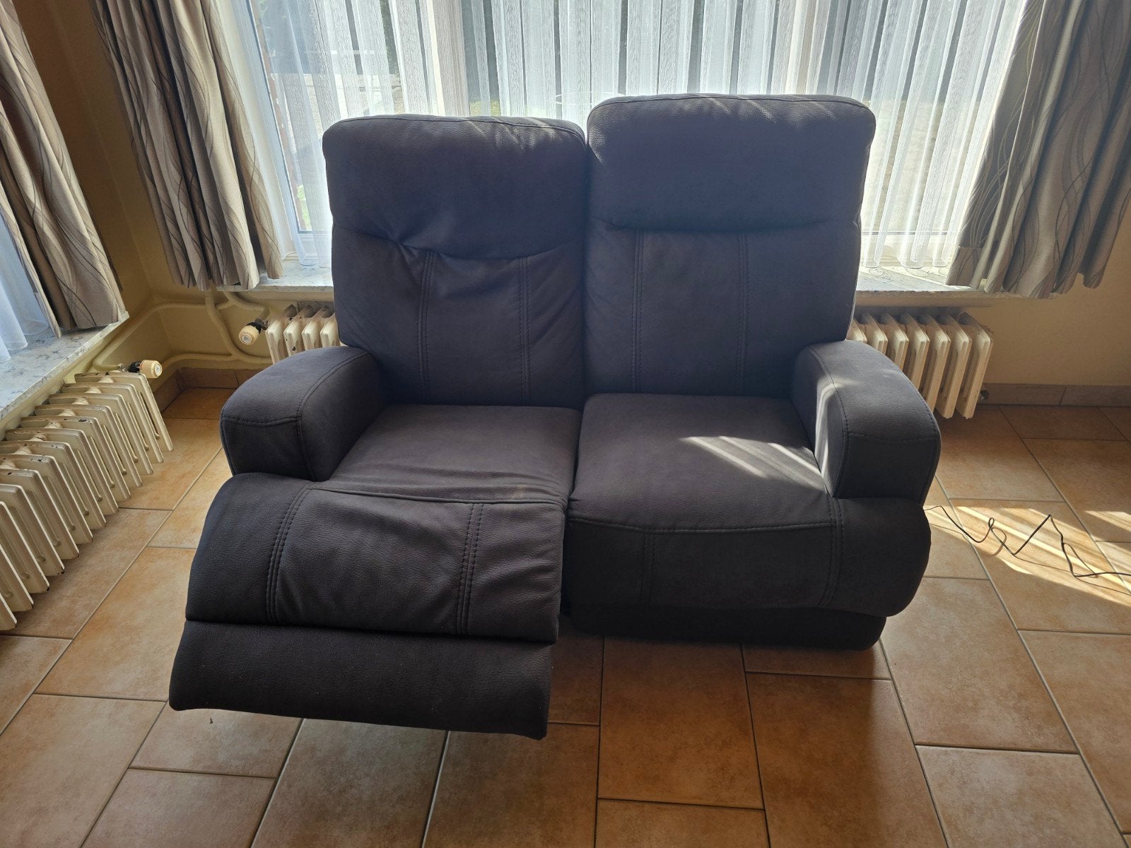 Fauteuil inclinable 2 places - électrique, fonction d'inclin, Enlèvement, Comme neuf, Tissus