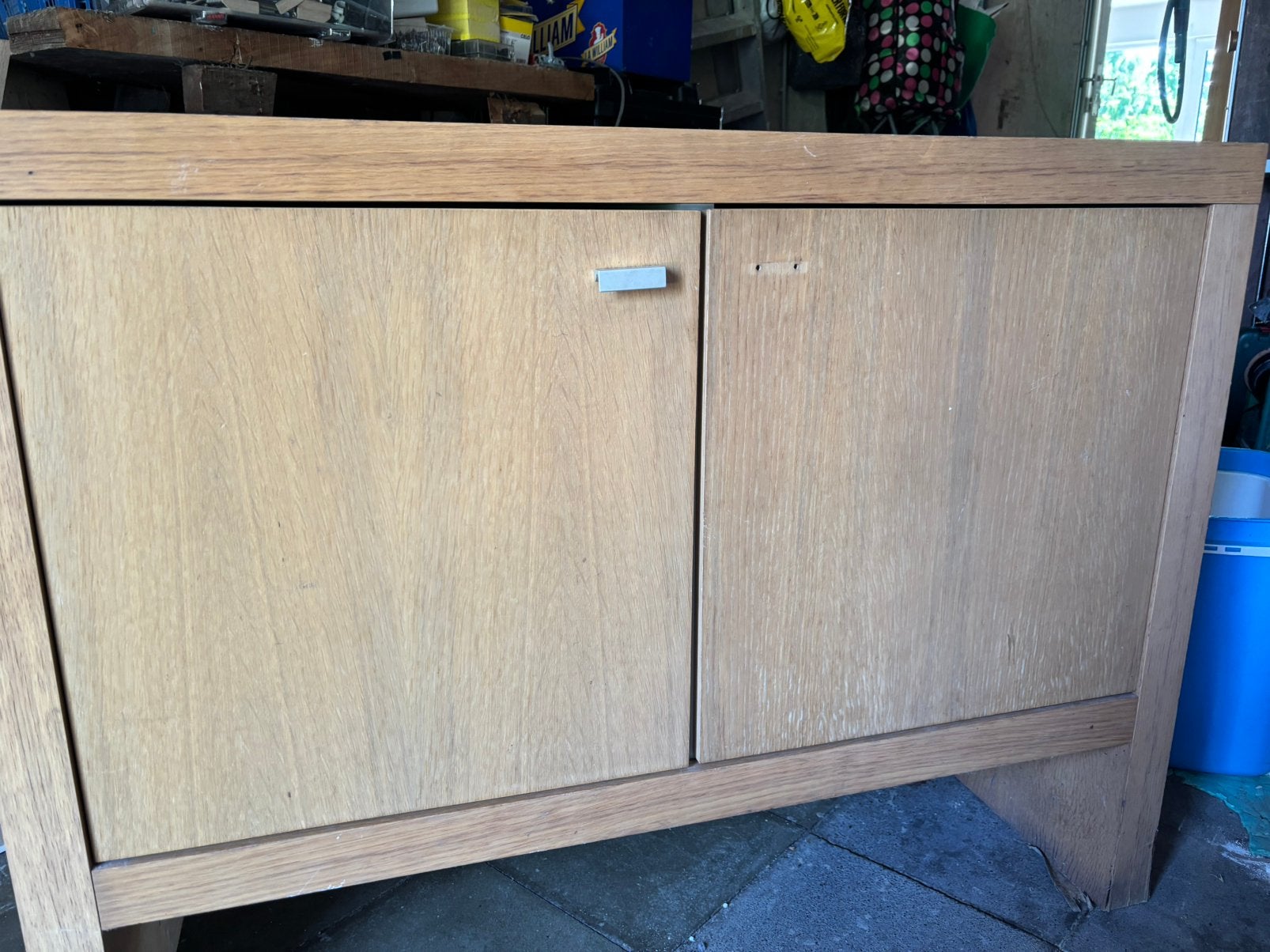 Vintage eikenhouten bureau / dressoirkast, Huis en Inrichting, Ophalen, 100 tot 150 cm, 25 tot 50 cm, Gebruikt