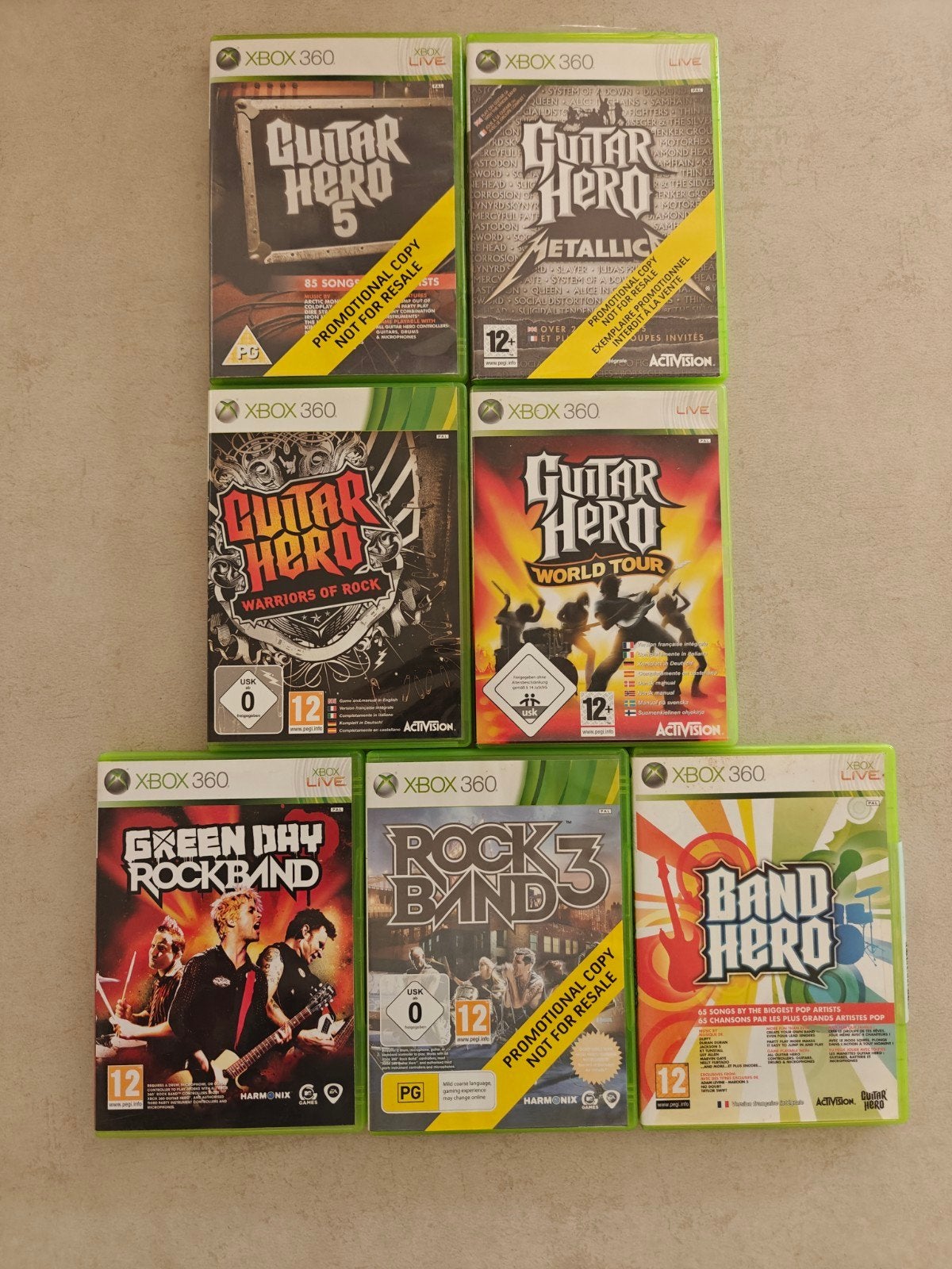 Guitar hero, Band hero en 2 Gitaren voor xbox 360, Ophalen