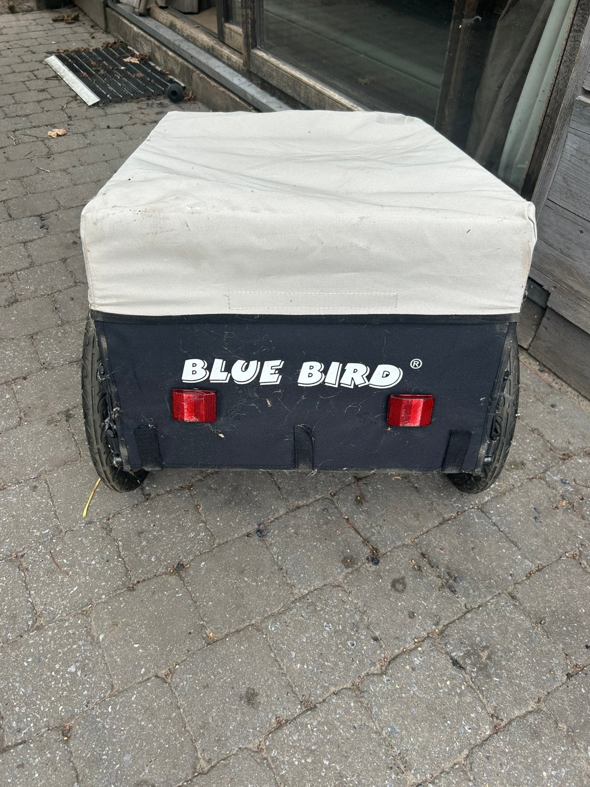 Titel: Blue Bird Fietskar / Bagagekar + Afdekzeil, Vélos & Vélomoteurs, Accessoires vélo | Remorques, Enlèvement, Comme neuf, Remorque à bagages