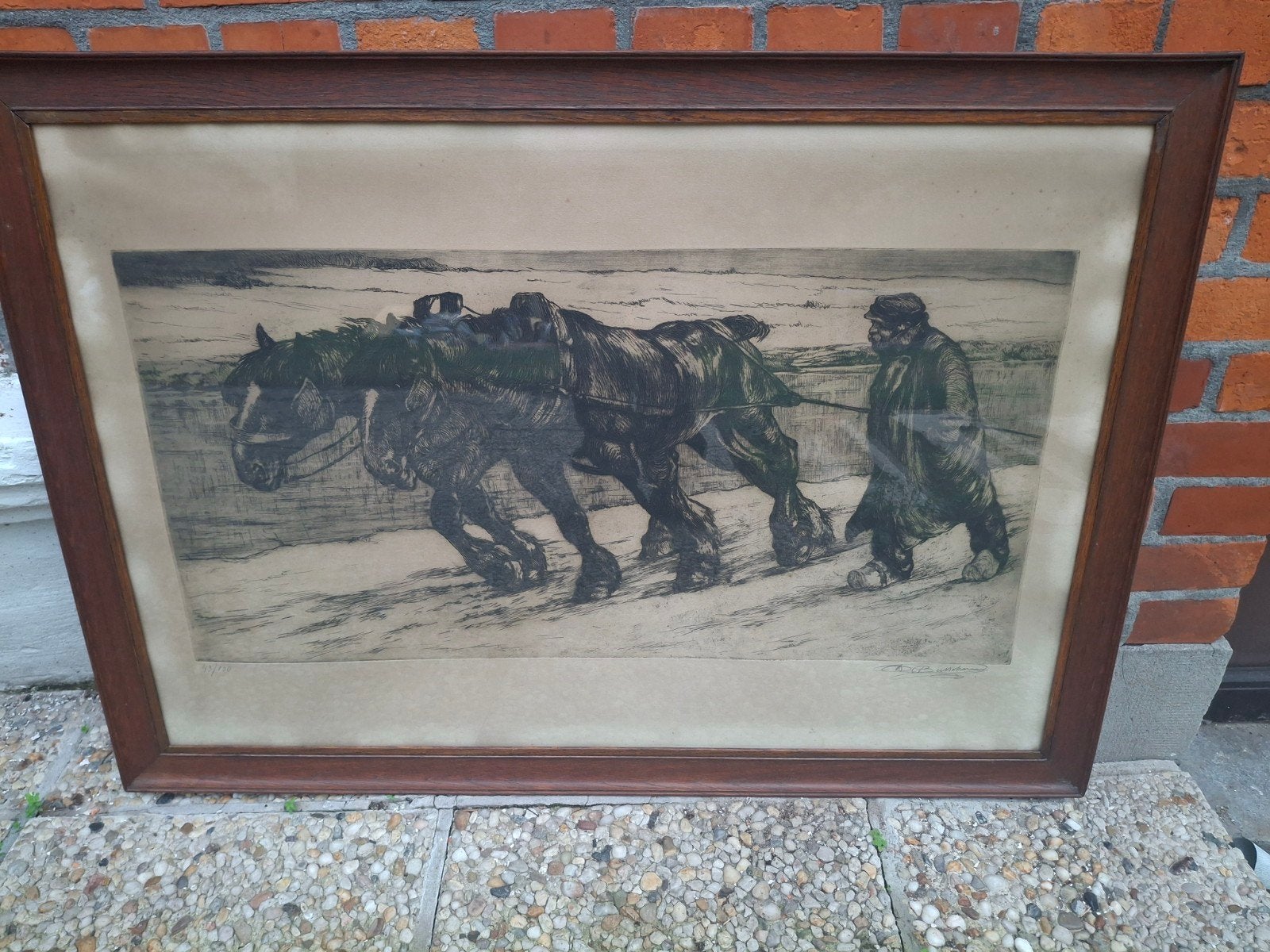 Gelimiteerde ets Constant De Busschere 43/100 (Paarden), Ophalen of Verzenden, Klassiek, Landschap, Papier