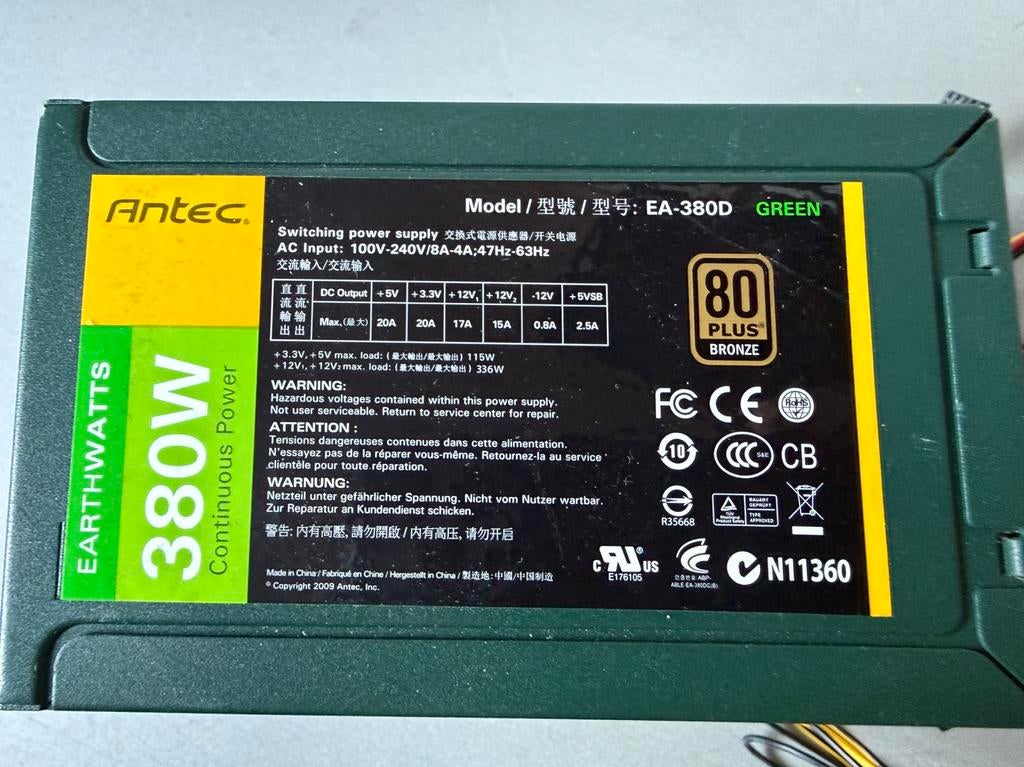 Antec Earthwatts 380w voeding, Zie antec website, Gebruikt, Antec, Info@antec.com