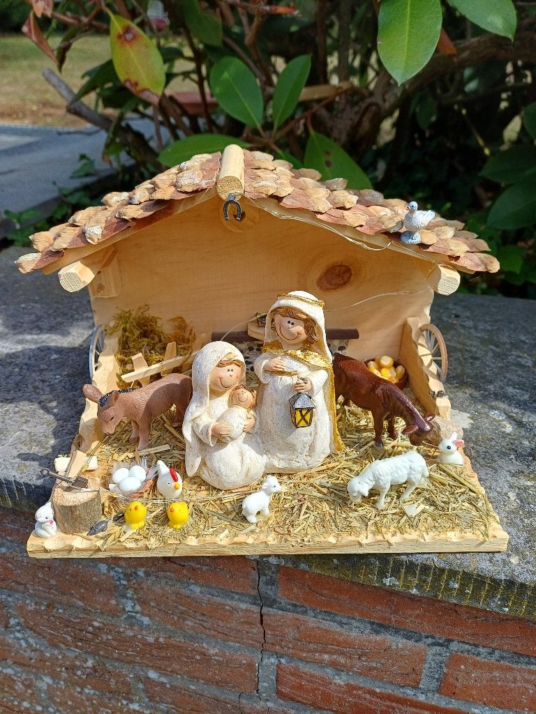 Crèche de Noël artisanale en bois neuve V27, Enlèvement ou Envoi, Neuf