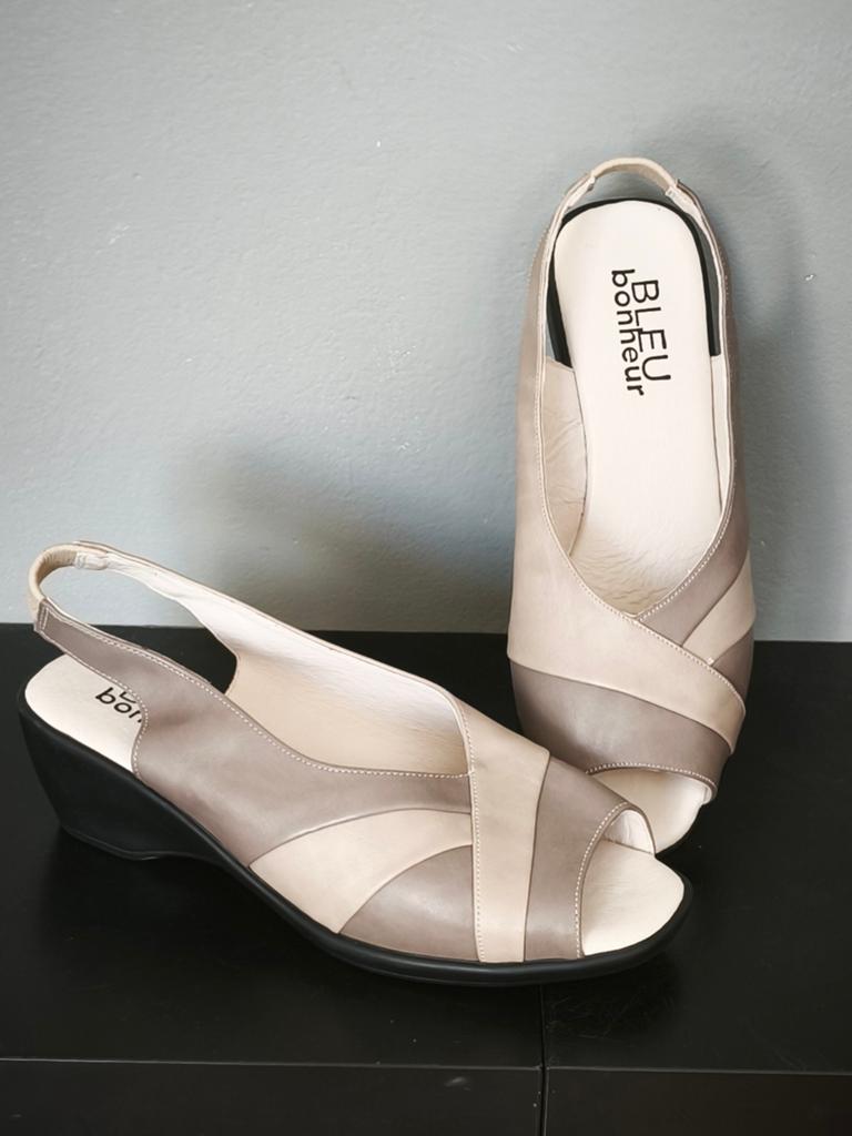 Sandales compensées à bride arrière, Blauw, Nieuw, Bleu bonheur, Sandalen of Muiltjes