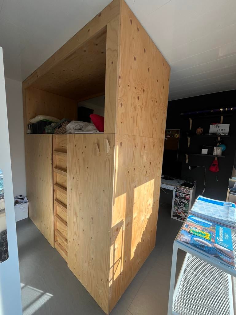 Stapelbed, hout, kamerverdeler, design, DIY, Autres dimensions, 200 cm de hauteur ou plus, Une personne, Enlèvement