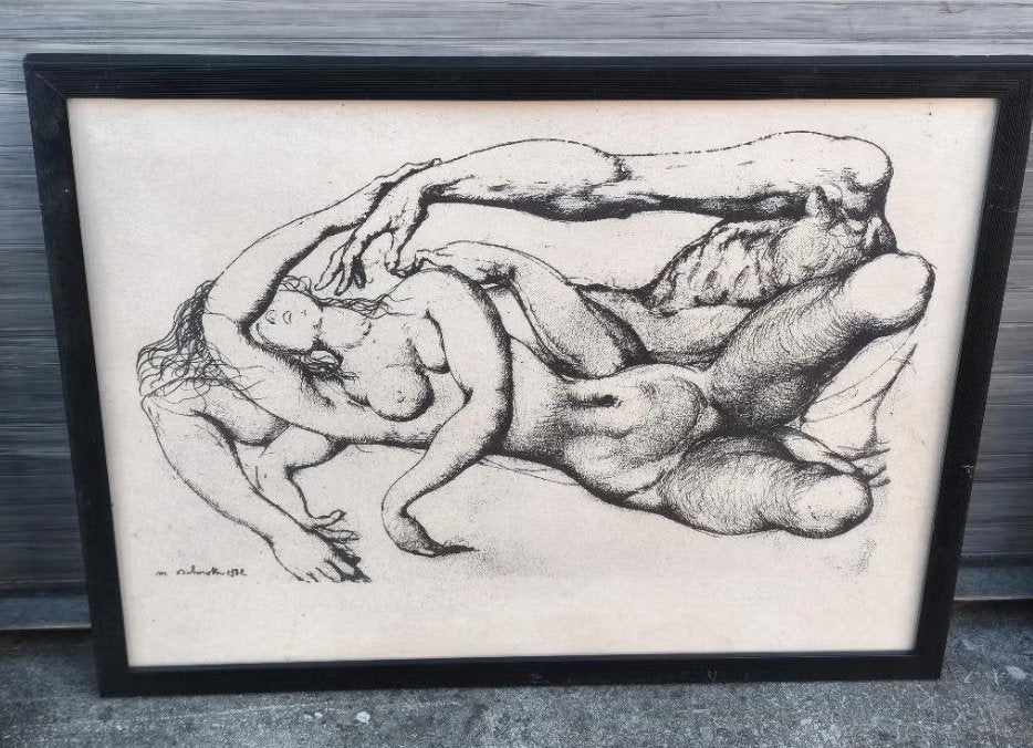 Lithographie signe marcel Delmotte, Enlèvement ou Envoi, Lithographie