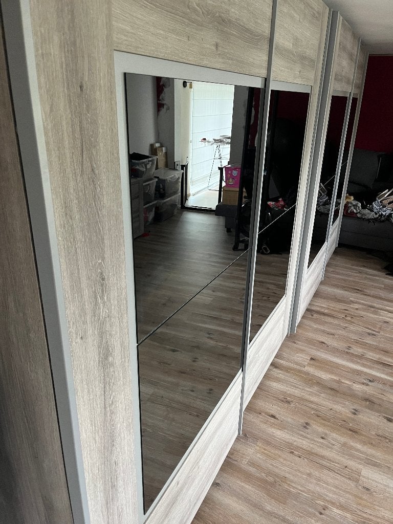 kleerkasten met schuivende spiegels, Ophalen, Met deur(en), Gebruikt, 200 cm of meer