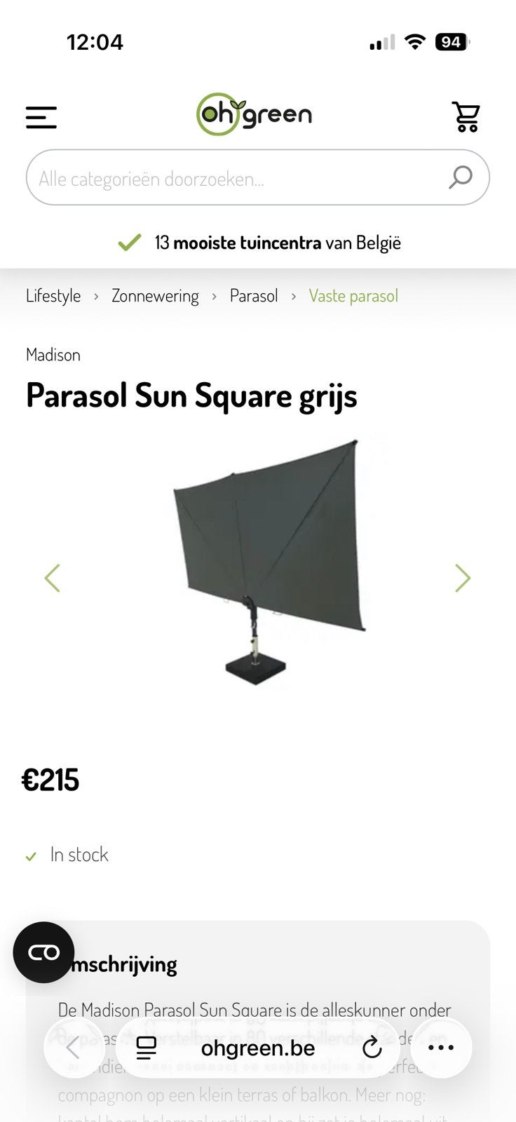 Parasol, Ophalen, Zo goed als nieuw