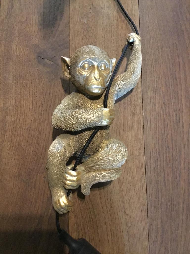 Hanglamp goudkleurig aapje, Maison & Meubles, Lampes | Suspensions, Enlèvement, Neuf, Synthétique