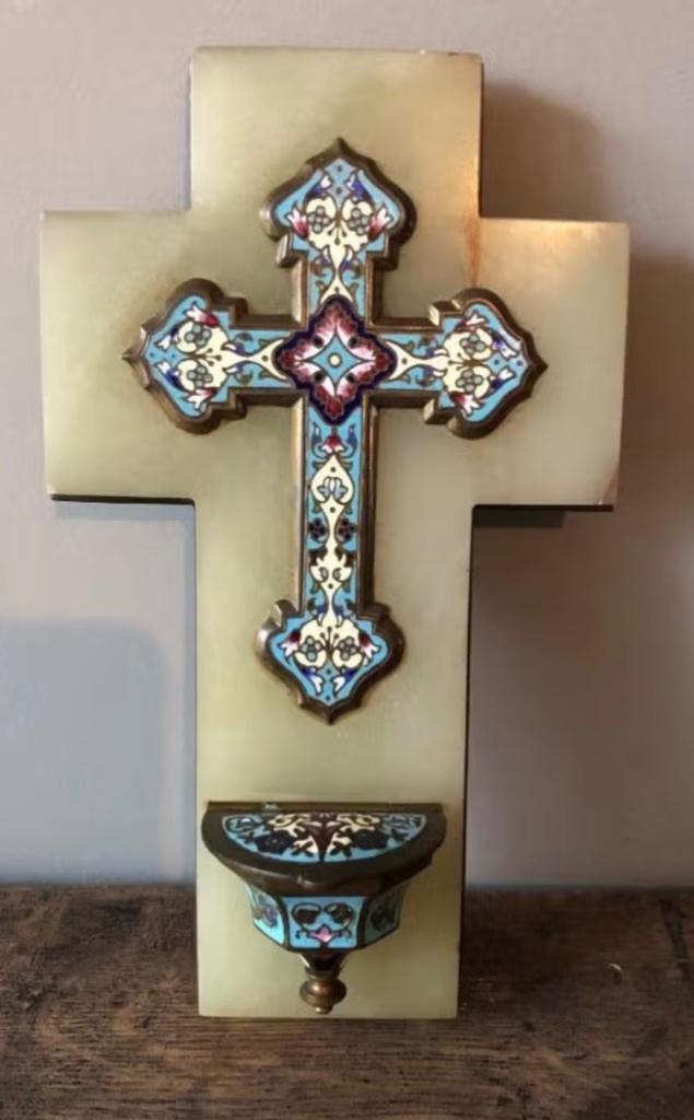 Antiek bronzen kruis om te hangen, Ophalen of Verzenden