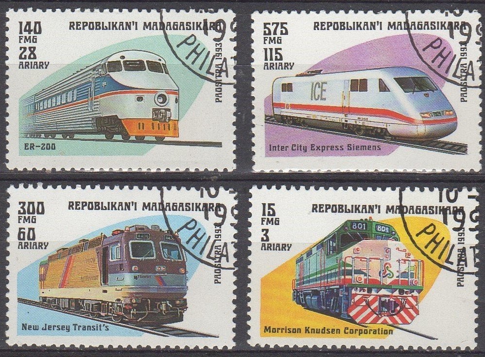 Madagaskar - Treinen - 1993, Ophalen of Verzenden, Gestempeld