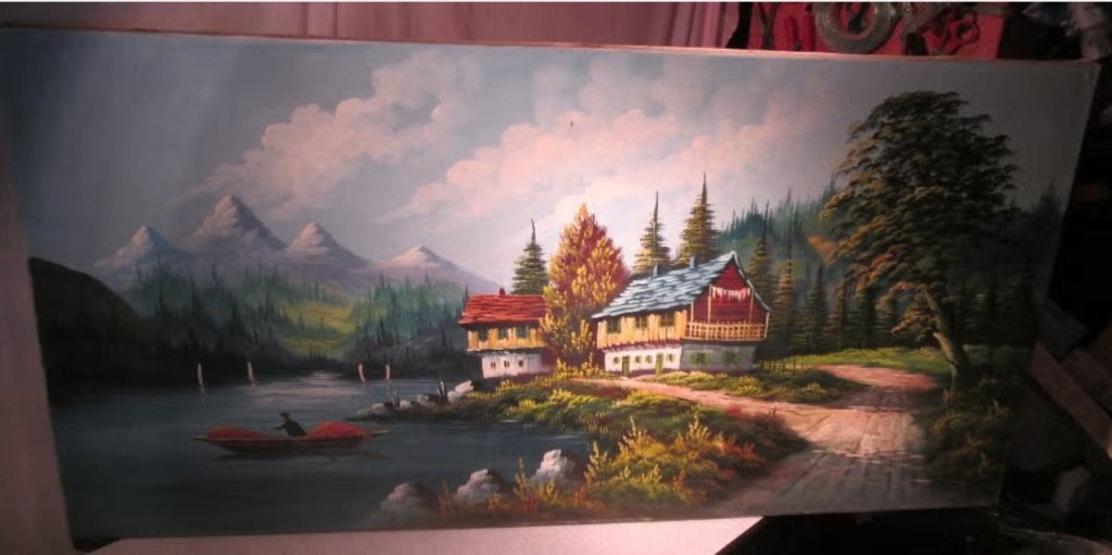 Œuvre magnifiquement peinte « Lac et montagnes » - Dufour, Enlèvement ou Envoi, Peinture à l'huile, Paysage, Signé