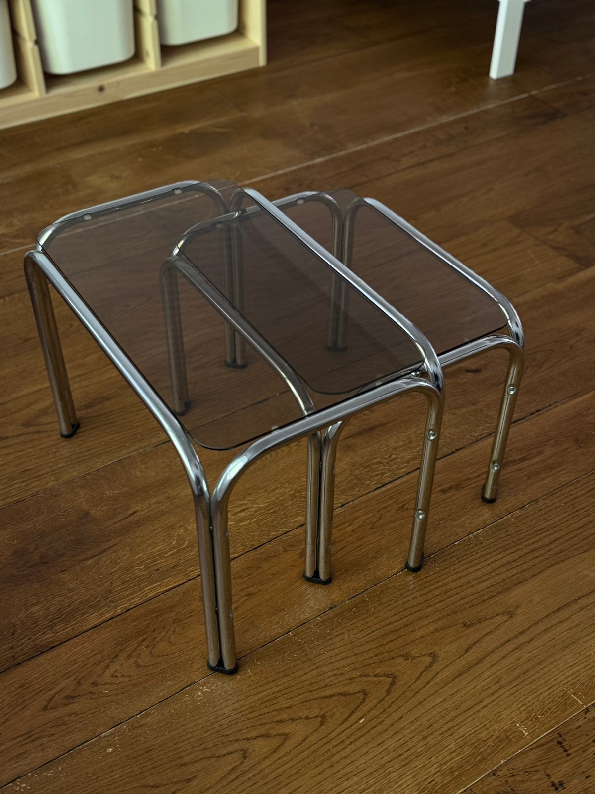 Vintage chrome bijzettafel set, Ophalen, Nieuw