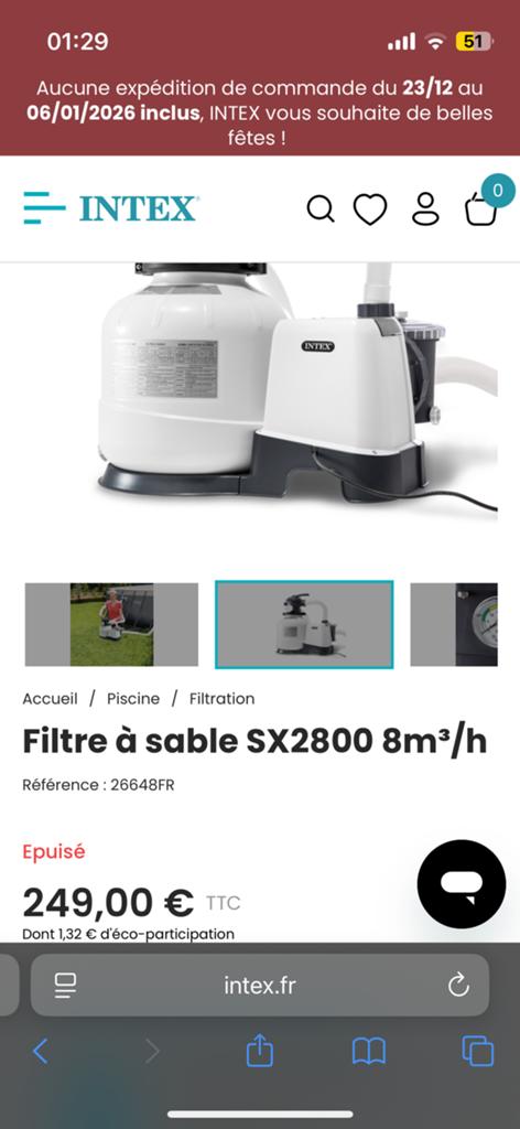 Intex filtre a sable SX2800 8m3/h, Enlèvement ou Envoi, Neuf