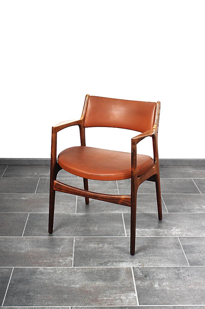 Palisander armchair Model 512 by Erik Buck for Christensens, Gebruikt, Bruin, Vintage, deens design, Ophalen of Verzenden