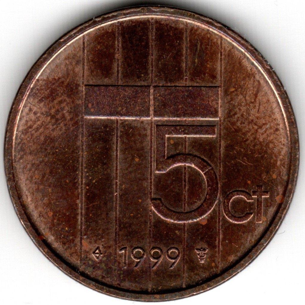 Nederland : 5 Cent 1999  KM#202  Ref 16504, Postzegels en Munten, Munten | Nederland, Ophalen of Verzenden, Koningin Beatrix, 5 cent