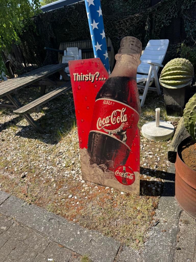 Groot Coca Cola reclamebord, Verzamelen, Ophalen, Gebruikt, Reclamebord