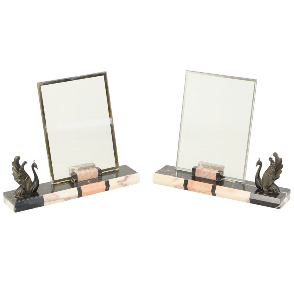 Set Grote Marmeren Art Deco Fotolijsten met Vogels Jaren 30, Enlèvement ou Envoi