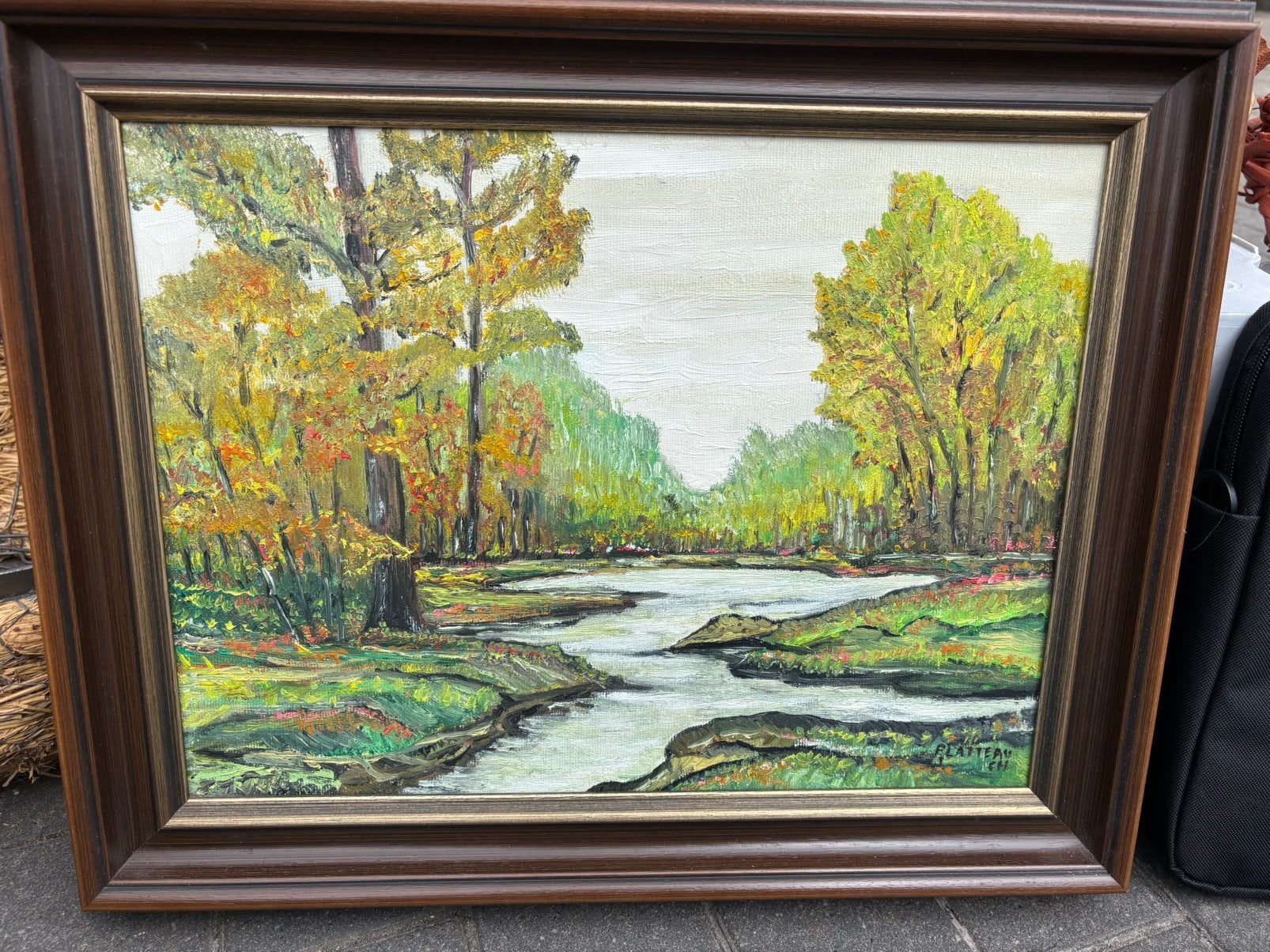 Schilderij rivier in bos, Ophalen, Handgeschilderd