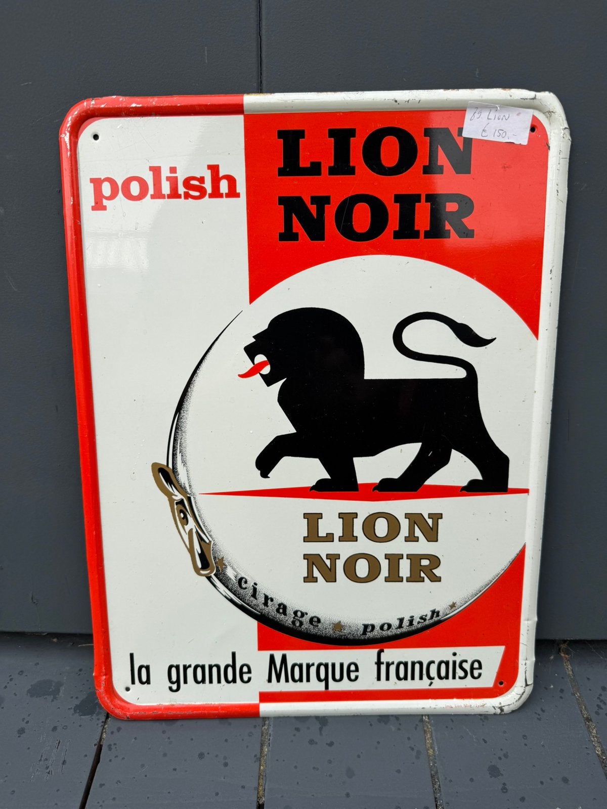 Lion Noir schoenpoets oud reclamebord, Ophalen of Verzenden, Gebruikt, Reclamebord