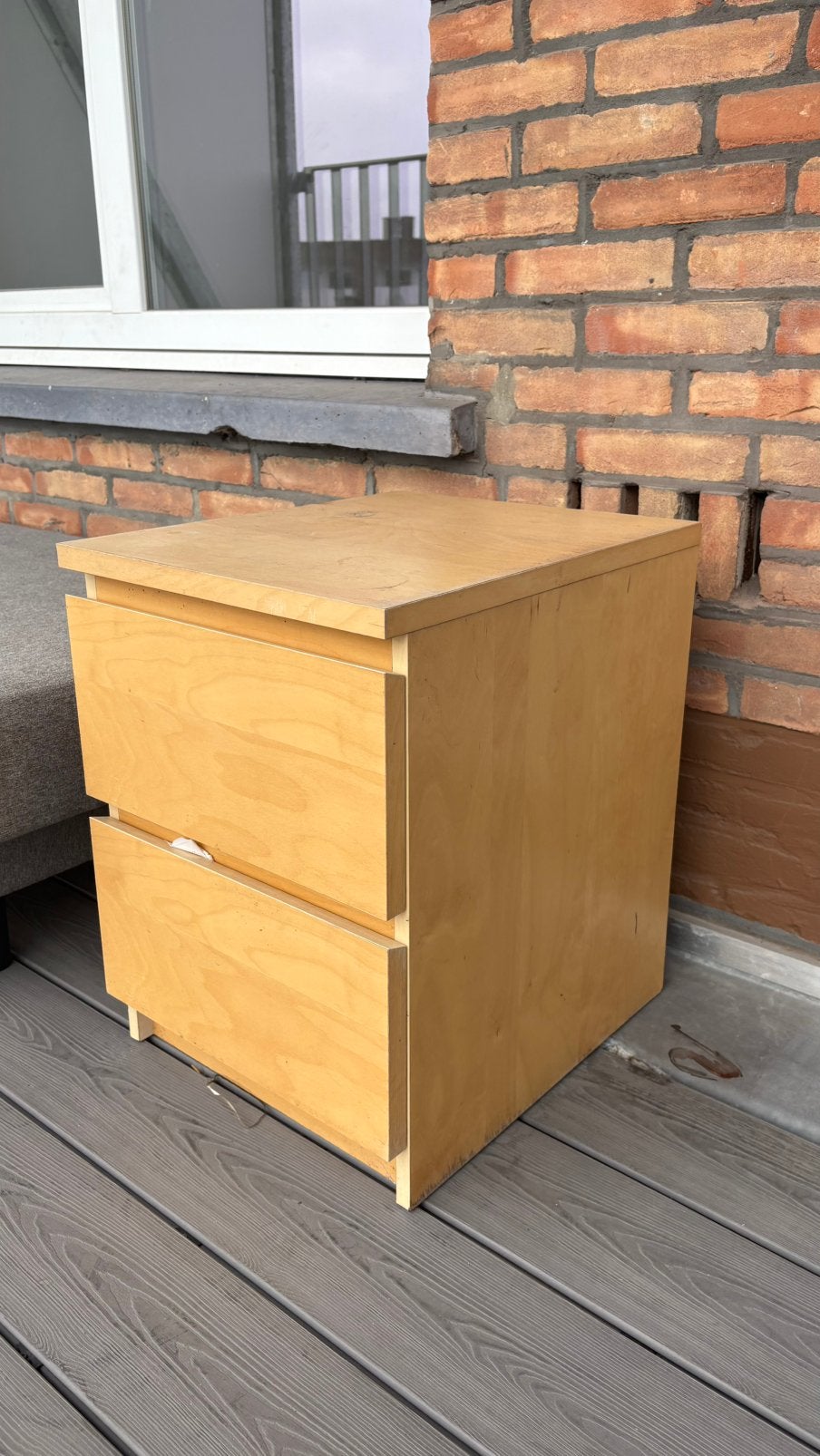 IKEA MALM nachtkastje – berken/lichthout, 2 lades, Huis en Inrichting, Slaapkamer | Nachtkastjes, Ophalen, Zo goed als nieuw