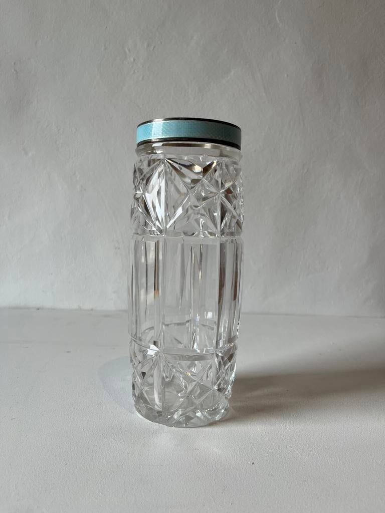 Vase en cristal avec bord bleu, Enlèvement ou Envoi, Argent